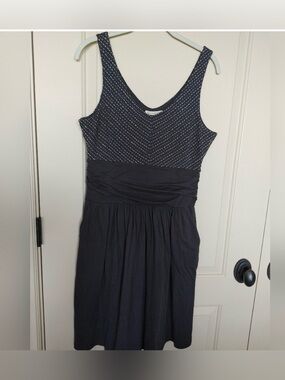 Synergy Organic Clothing Black Sleeveless Midi Dress with Textured Bodice